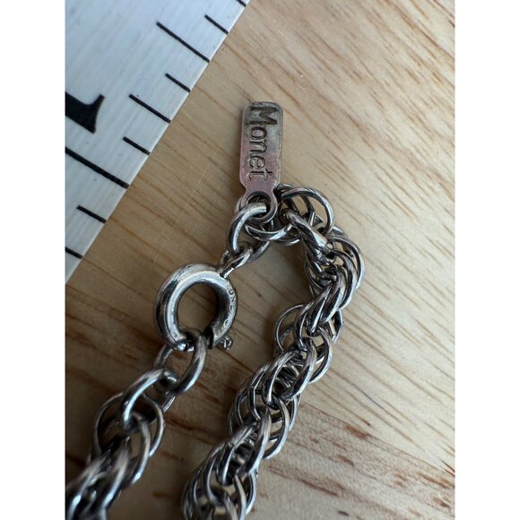 Monet Silver Tone Rope Chain Necklace 24" Vintage Jewelry Classic Design - Picture 3 of 7